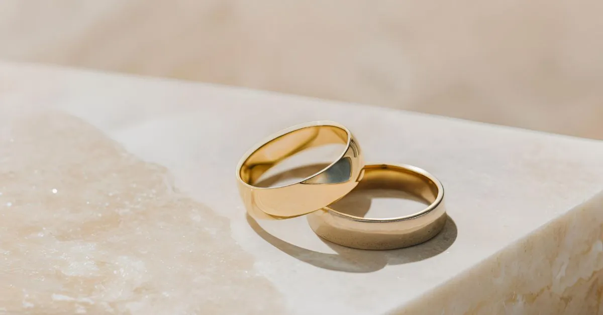 Alianças de casamento simbolizando modificação do pacto antenupcial após o casamento